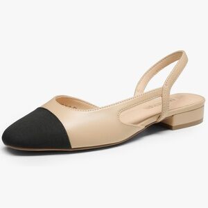 NWT in box slingback nude black flats women